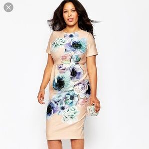 ASOS floral midi wiggle dress